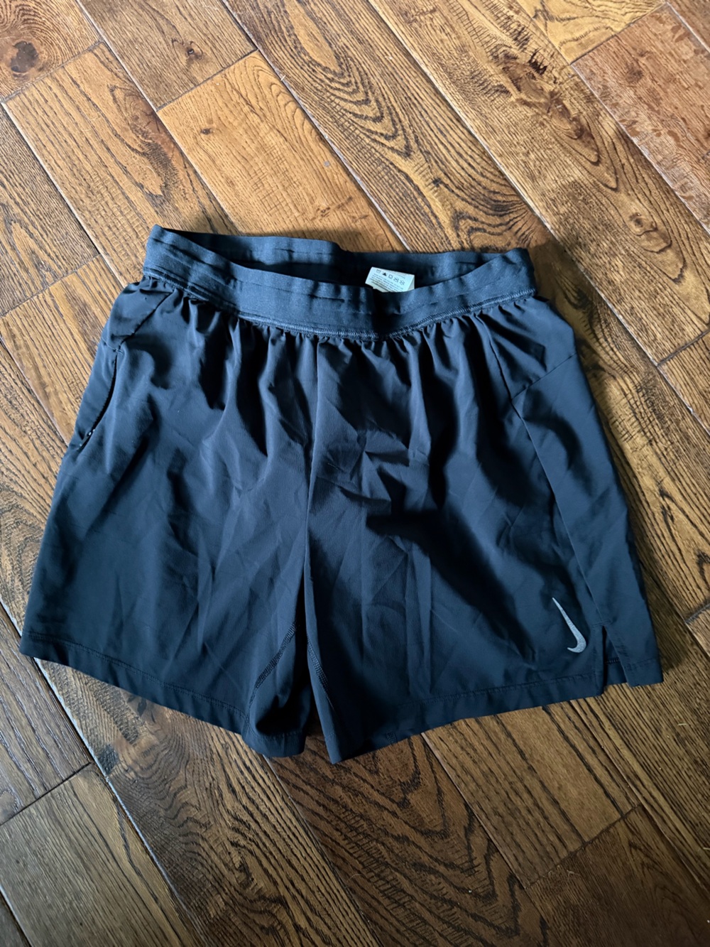 Nike Men’s Black Athletic Running Shorts with Swoosh Size L